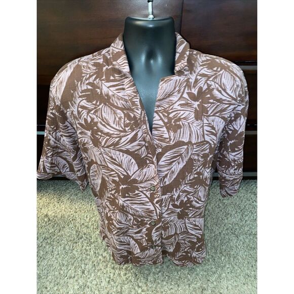 Madewell V-Neck Button Up Shirt Women's‎ Size XS Brown Floral - Picture 1 of 6